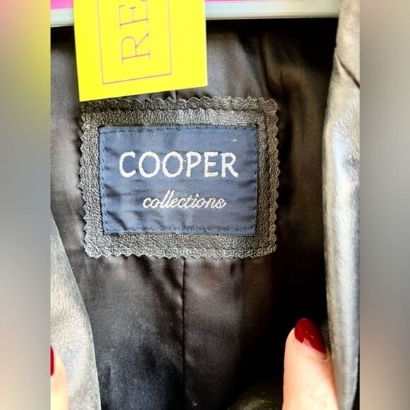 Cooper collection genuine leather trench coat large lapels size medium - Picture 9 of 11